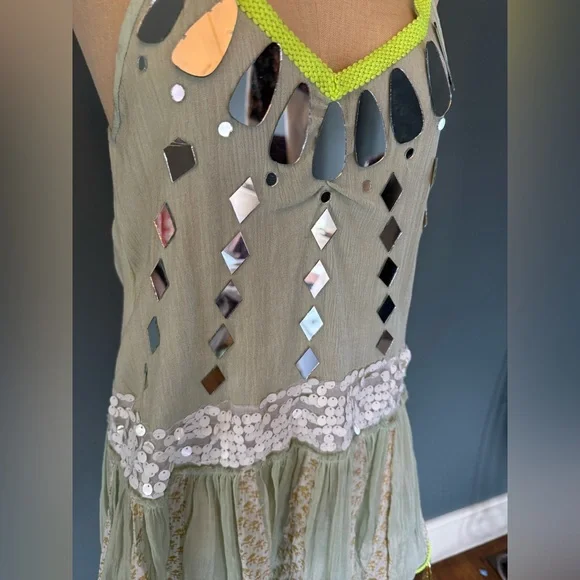 Free People Limited Edition holiday fairy Mirror Sequin slip Dress xs / s - Picture 3 of 6